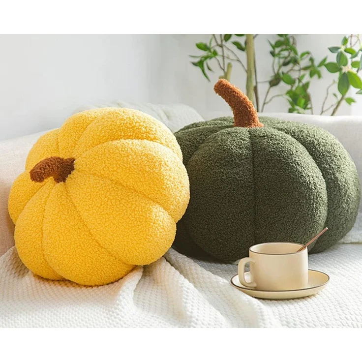 3D Kürbis Kissen 28 cm Plüsch Sofa Cushion, Gelb, Einzeln, Süßes Deko Kissen – Bild 3