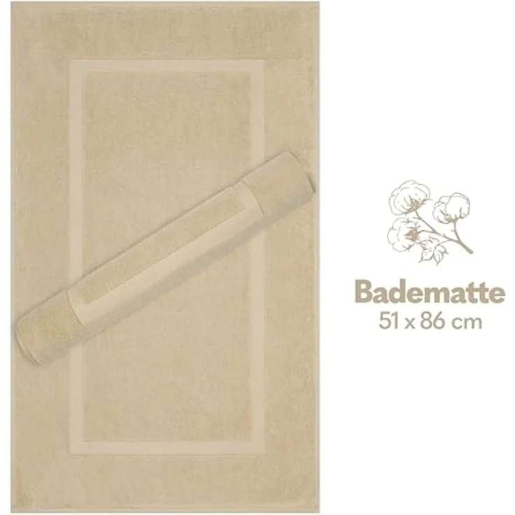 HAMMETEX Badematte Hotelmatte, Duschvorleger, Höhe 5 mm, rutschhemmend beschichtet, beidseitig nutzbar, Baumwolle, rechteckig, 2-teiliges Set, einfarbig, 100% Baumwolle – Bild 4