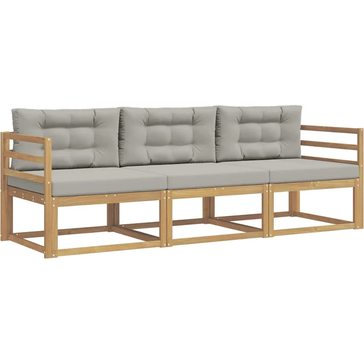 vidaXL Outdoor-Sofagarnitur 3 stk. Weiß und Hellgrau Polyester 3385975 – Bild 2