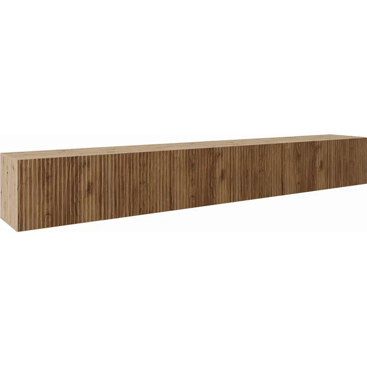 MEBLINI TV-Schrank 300cm Lang - Fernsehschrank - TV Lowboard Industrial - Unterschrank für Fernseher - TV-Unterschrank - TV-Schrank - Hängeschrank - NOEMI - 300x40x41cm - Artisan Eiche/Catania Eiche
