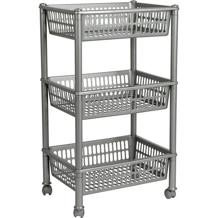 Plast Team Beistellwagen plast team Aufbewahrungs-Trolley, mit 3 Körben, silber