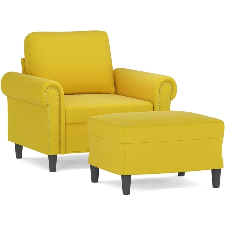 vidaXL Sessel mit Hocker Gelb 60 cm Samt 3201211 – Bild 1