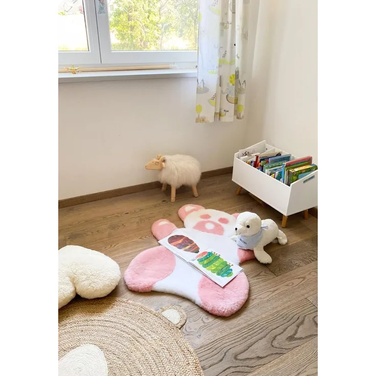 Teddy Teppich aus echtem Merino Lammfell Rosa