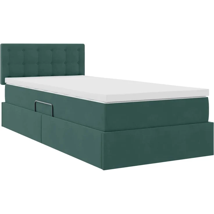 vidaXL Aufbewahrungsbett mit Kopfteil Dunkelgrün 100 x 200 cm Samt 3370860 – Bild 5
