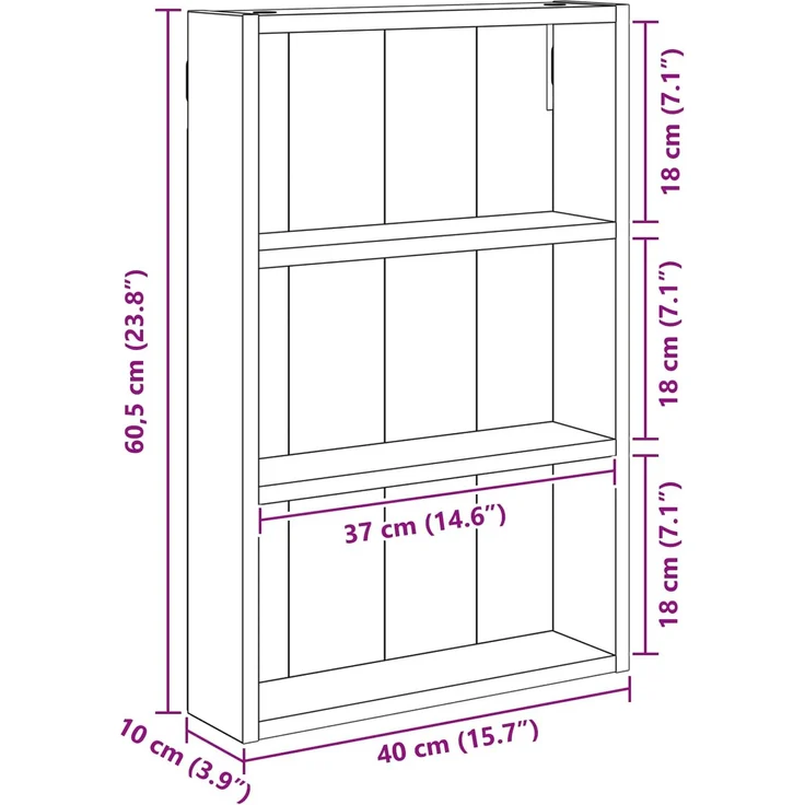 vidaXL Badezimmer-Wandschrank Weiß 40 x 10 x 60,5 cm Holzwerkstoff 889351 – Bild 8