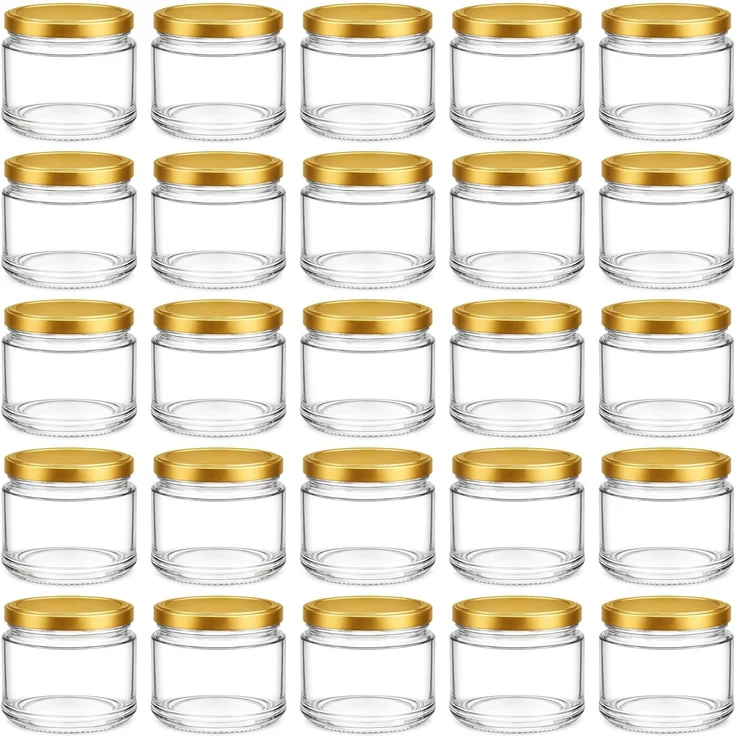 hocz 25x Marmeladengläser 200 ml | mit Deckel Gold TO 66 | Einmachgläser mit Schraubdeckel zum befüllen | Sturzgläser für Marmelade Schraubgläser | leere Gläser Set | 25 Stück