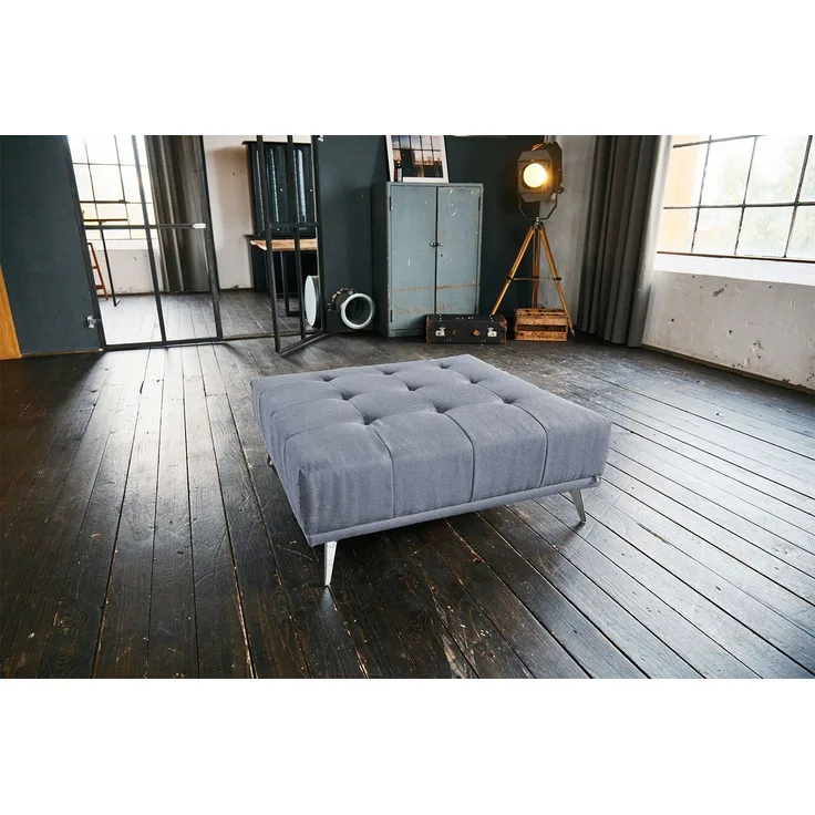KAWOLA Hocker WIOLO velvet hellgrau 42 x 110 x 110 cm