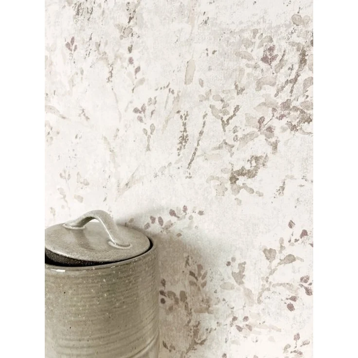 Newroom Vliestapete, Beige Tapete Floral Blätter - Vintage Blumentapete Hellgrau Lila 3D Optik Romantisch Äste Blätterranke für Schlafzimmer Wohnzimmer Küche, Mustertapete, Vintage – Bild 4