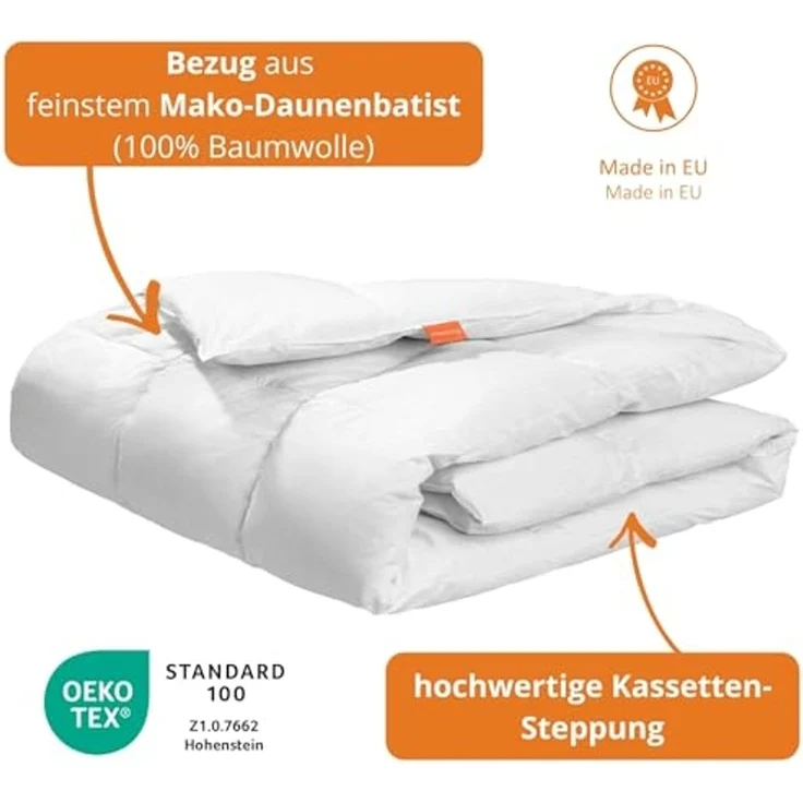 sleepling Kinderbettdecke Daunendecke für Kinder, 100x135 cm, Füllung: 90% Daunen, 10% Federn, Made in EU – Bild 4