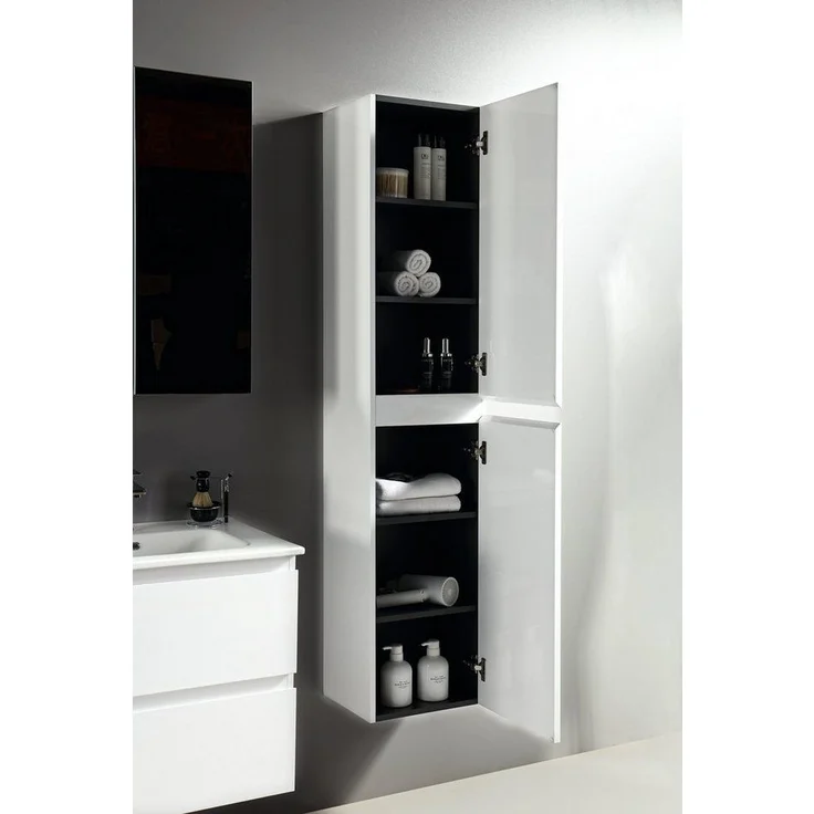 Alpenberger Hochschrank - Badezimmerschrank Schmal - Badezimmermöbel Mehrzweckschrank (Badmöbel für Kleine Bäder, 1-tlg. Bathroom Cabinet) Badmöbel Schrank aus MDF & MFC mit 2 Softclose Türen – Bild 2
