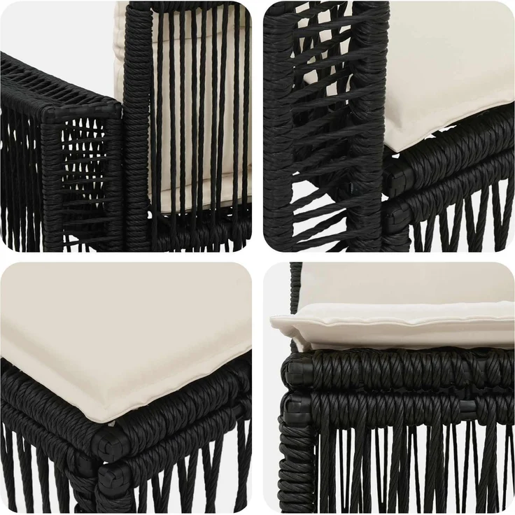 vidaXL Gartensofa-set 5 pcs Schwarz und Cremeweiß Poly-Rattan 3435109 – Bild 5