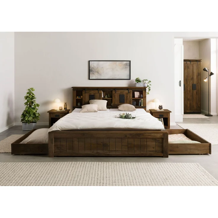Bett mit Schublade Mango 160x200 braun lackiert RAILWAY #471 – Bild 4
