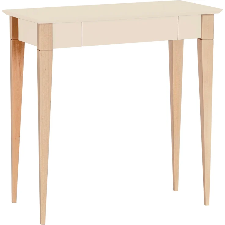 Ragaba Schreibtisch mit Schublade, MDF & dekorative Beine aus massivem Buchenholz, 85x40 cm, Perl Weiß
