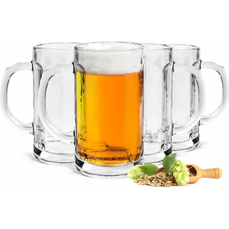 Bierseidel Biergläser, 4er-Set Bierkrüge, 500ml