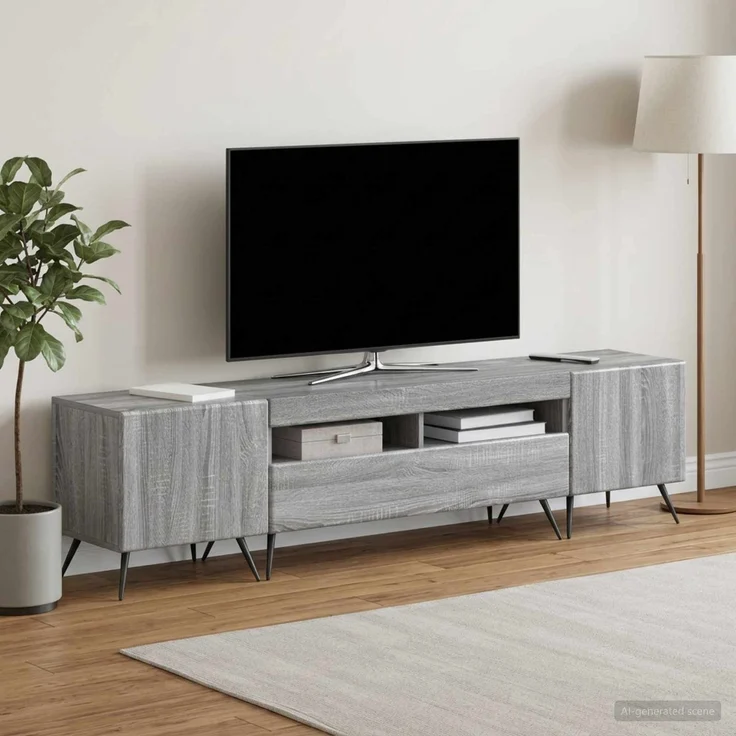 vidaXL LED-TV-Schrank BREDA 3 stk. Sonoma-Grau Holzwerkstoff 3416928 – Bild 3