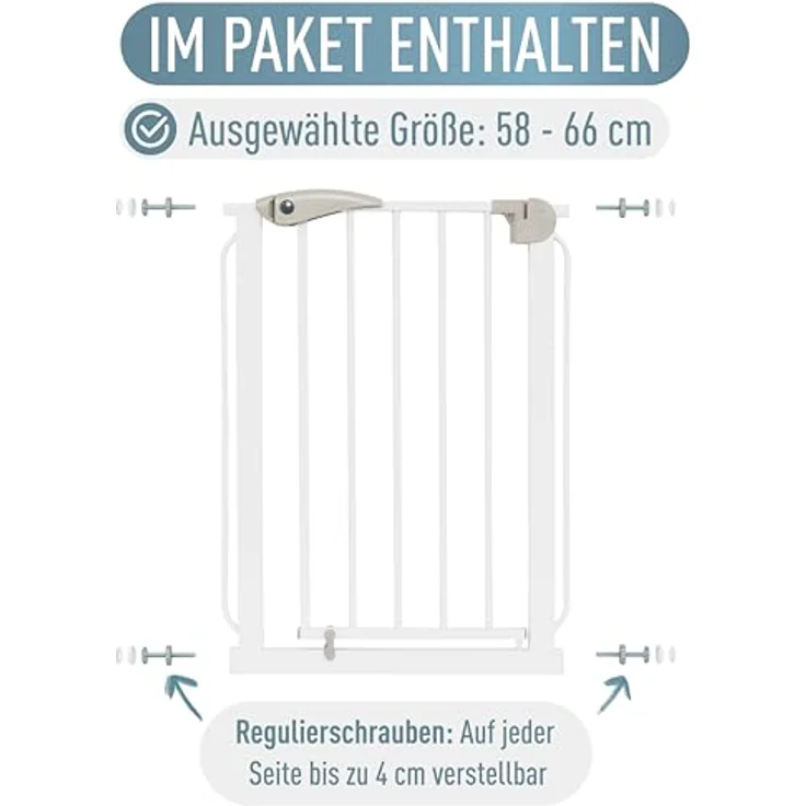 ib style® Berrin ! PREISSIEGER ! Treppengitter 58-175 cm | Ohne Bohren |Auto-Close| 90° Stop | Einhand Bedienung | 58-66 cm – Bild 11