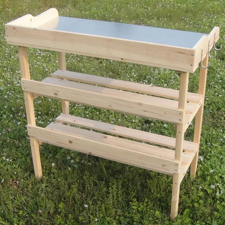 Holz Pfanztisch Holztisch Gartentisch Gärtnertisch Tisch Gewächshaus Garten – Bild 4