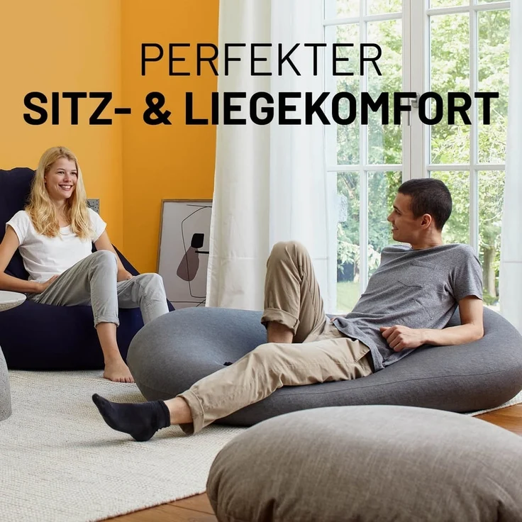 Lumaland 'Flexi Comfort' Sitzsack, Polystyrol, Hellgrau, Big - 155 x 100 cm – Bild 5