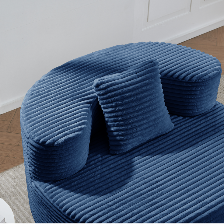 DESVIAE Sitzsack mit Zusatzkissen 105x59x112 cm Kordstoff Blau – Bild 8