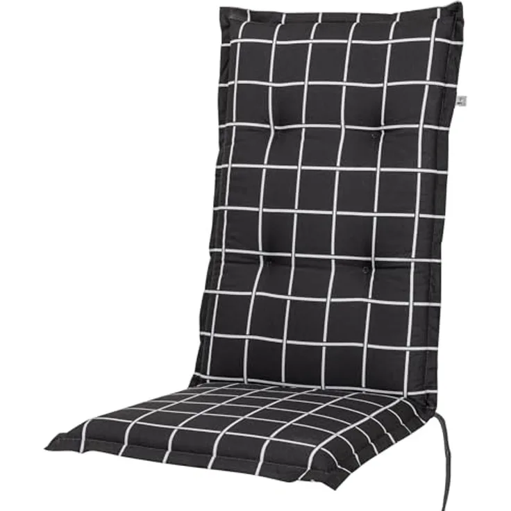 KETTtex Hochlehnerauflage Hochlehner Milano 2398 anthrazit-grau kariert120x49x6 cm KETTtex, (1 St), Halteband verstellbar mit Bindebändern