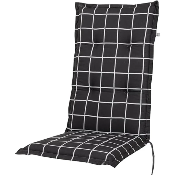 KETTtex Hochlehnerauflage Hochlehner Milano 2398 anthrazit-grau kariert120x49x6 cm KETTtex, (1 St), Halteband verstellbar mit Bindebändern – Bild 1