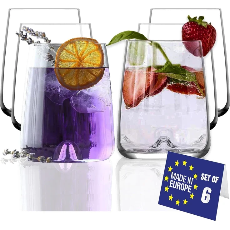 LAV Gläser-Set Terra Weinglas, 6-tlg, Glas, 6er-Set, 475ml, Ideal für kalte Getränke & dekorative Zwecke – Bild 1