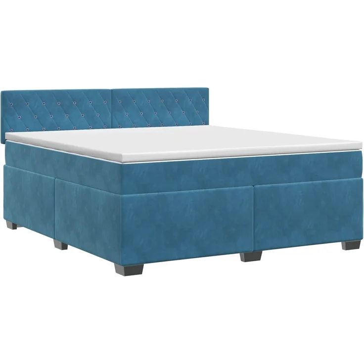 vidaXL Boxspringbett mit Matratze Dunkelblau 180 x 200 cm Samt 3450762 – Bild 2