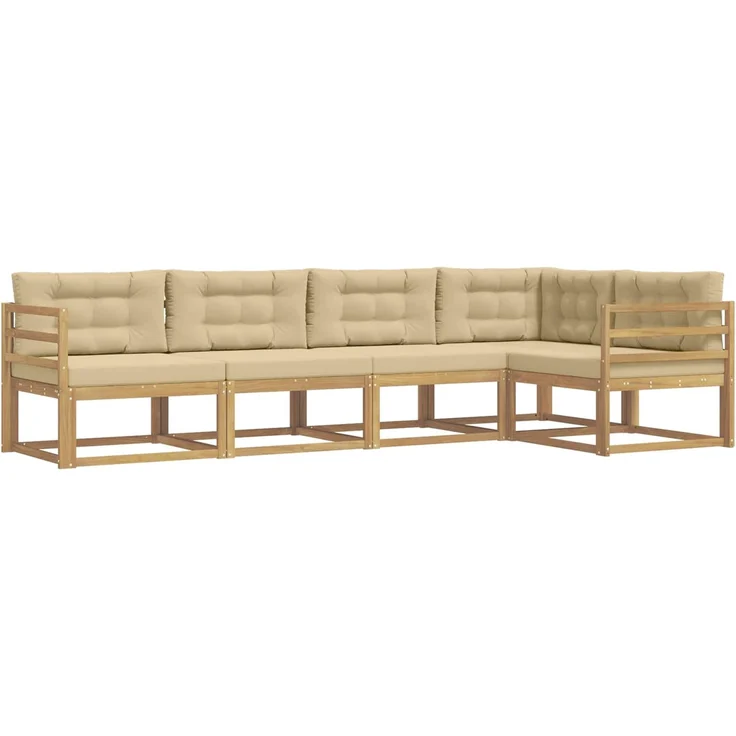 vidaXL Outdoor-Sofagarnitur 5 stk. 5-Sitzer Weiß und Beige 3386432 – Bild 2