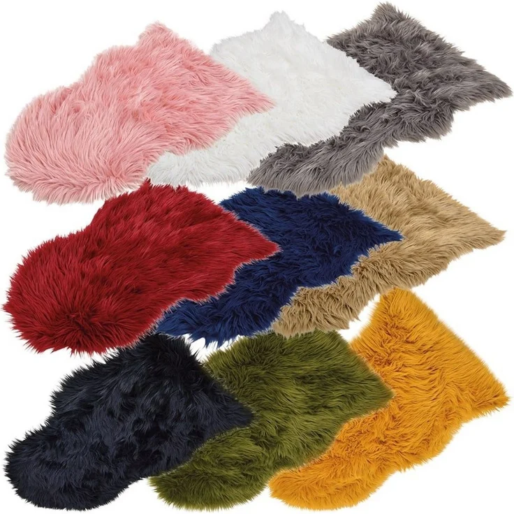 matches21 HOME & HOBBY Fellteppich Großes langflor Deko-Fell als Fell-Imitat in 90 x 60 cm rot, fellförmig, Höhe: 20 mm, Flauschiges Kunstfell als Fell-Teppich Stuhl-Überwurf Sitzauflage – Bild 2