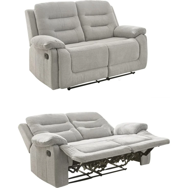 2-Sitzer-Relaxsofa Federkern mit Liegefunktion Zweier-Couch Stoff Chenille Grau – Bild 1