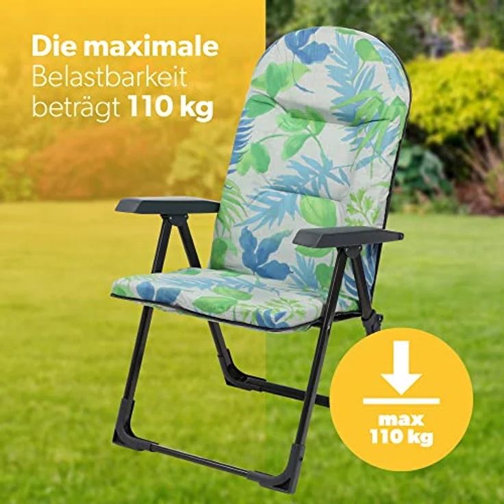Kadax Gartenliegestuhl, Metall, mit verstellbarer Lehne, in Grün, Blau und Grau, 59x116 cm, ideal für Garten und Terrasse – Bild 7