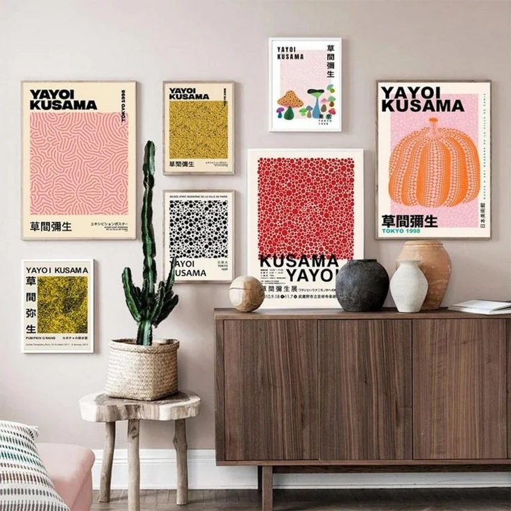 JUSTGOODMOOD Poster Yayoi Kusama Abstrakt Nordic Modern Geschenkidee Wandbilder Schlafzimm, C (1 St) – Bild 2