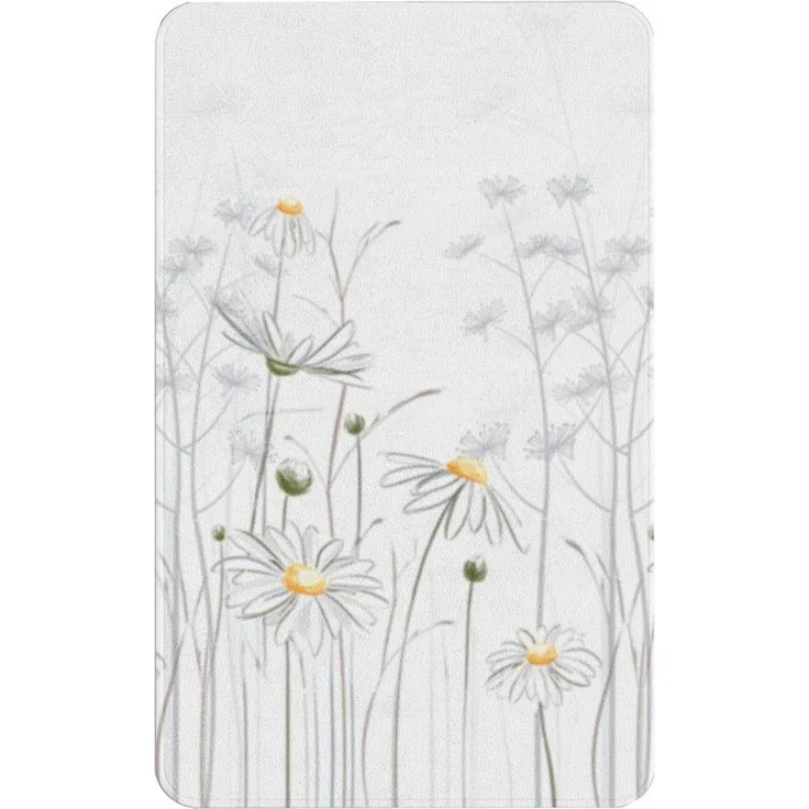 Ekershop Badematte Daisy Badteppich Badvorleger für Dusche WC Duschvorhang, rutschhemmend beschichtet, fußbodenheizungsgeeignet, schnell trocknend, Polyester, 50 cm x 60 cm, Gänseblümchen