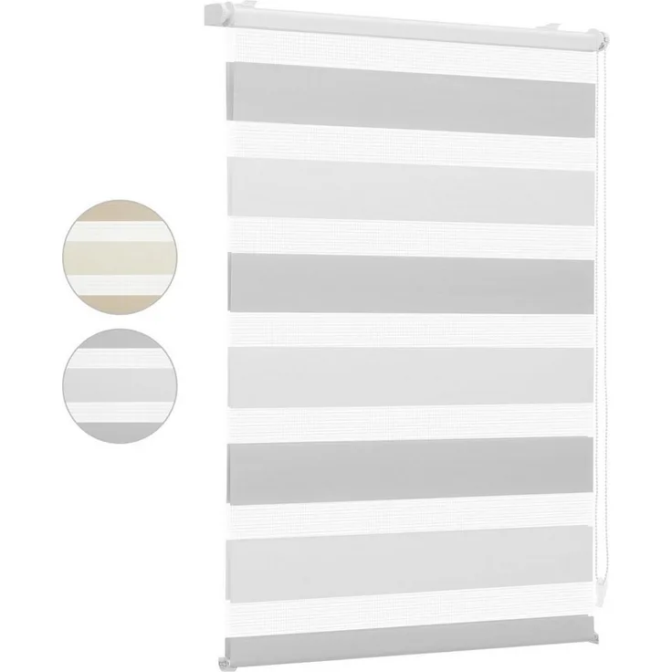 Doppelrollo Doppelrollo Klemmfix ohne Bohren Zweifarbig Zebra Rollo, Sekey, Extra Breite Stoffbahnen für mehr Privatsphäre & Schatten