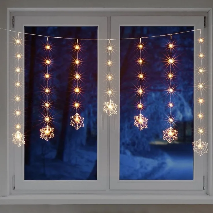GartenHero LED-Lichtervorhang 47 LED Lichtervorhang warmweiß Lichterkette Lichternetz Weihnachten