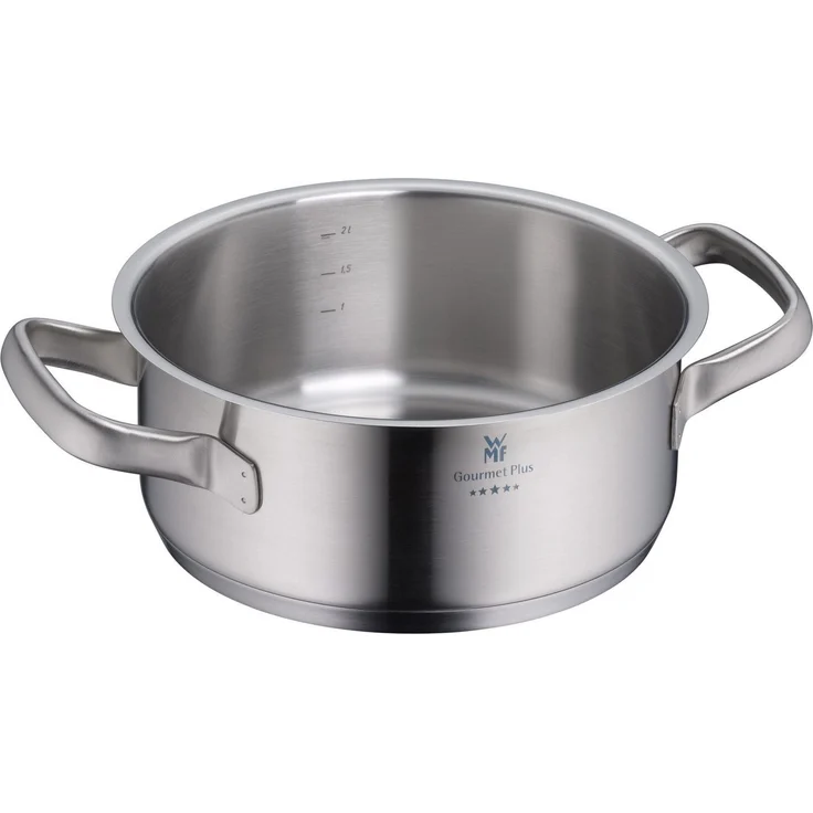 WMF Gourmet Plus Kochtopf klein 20cm, Metalldeckel mit Dampföffnung, Bratentopf Induktion 2,5l, Cromargan Edelstahl mattiert, Innenskalierung – Bild 2