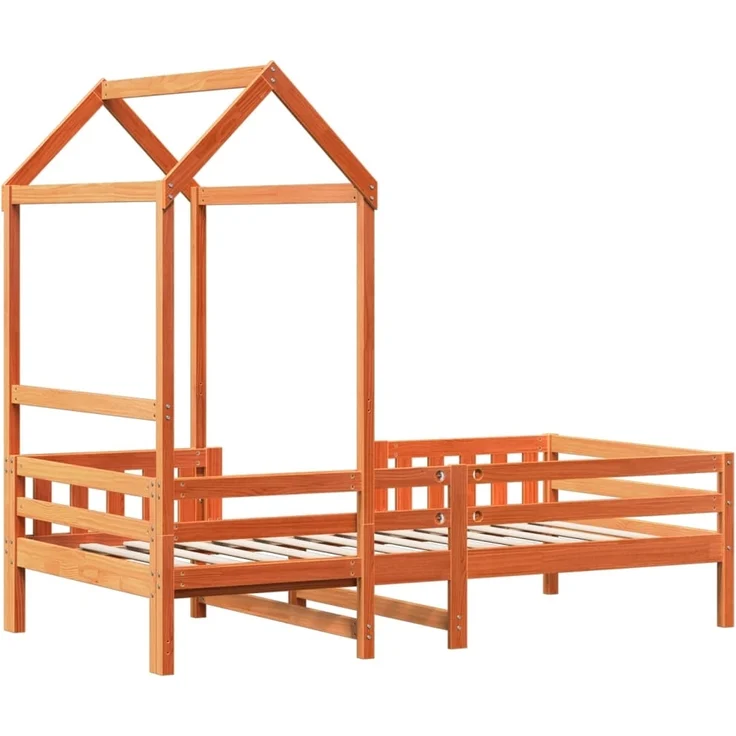 vidaXL Massivholzbett mit Dach Wachsbraun 90x190 cm Kiefer 3282167 – Bild 7
