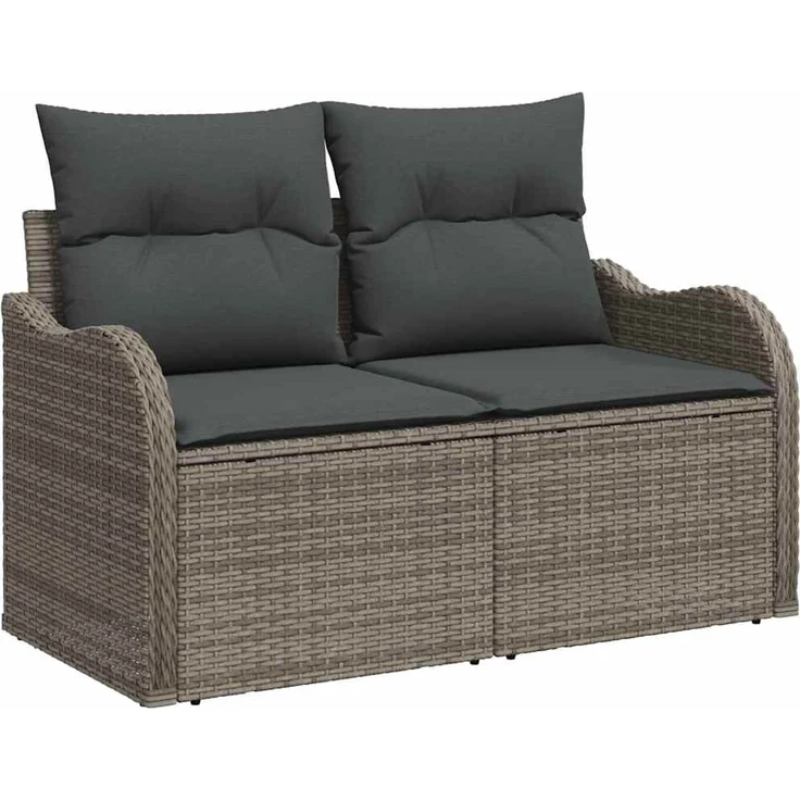 vidaXL Gartensofa-set mit Speicher 4 pcs Grau Poly-Rattan 3354348 – Bild 3