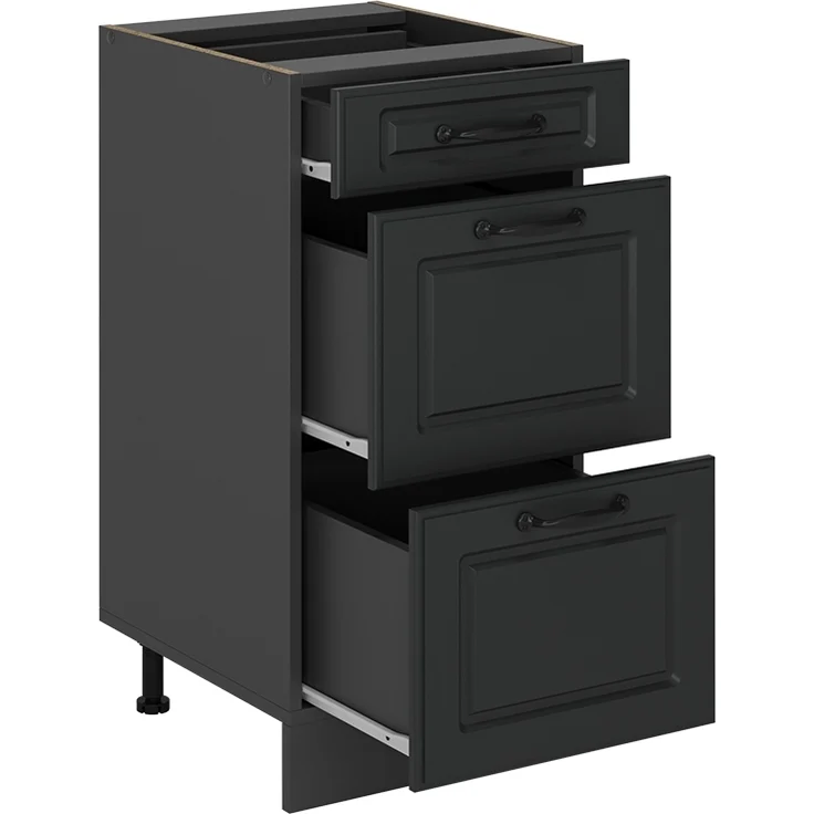 Küchenunterschrank R-Line Anthrazit Landhaus 40 cm mit Schubladen, AP Eiche Vicco – Bild 5