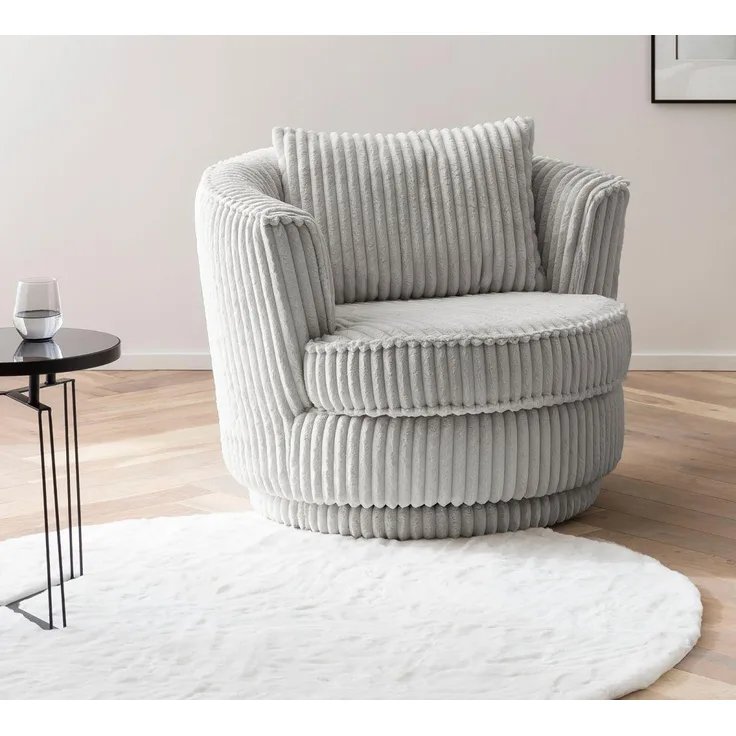 Sessel drehbar Comfy hellgrau Cord 95 cm