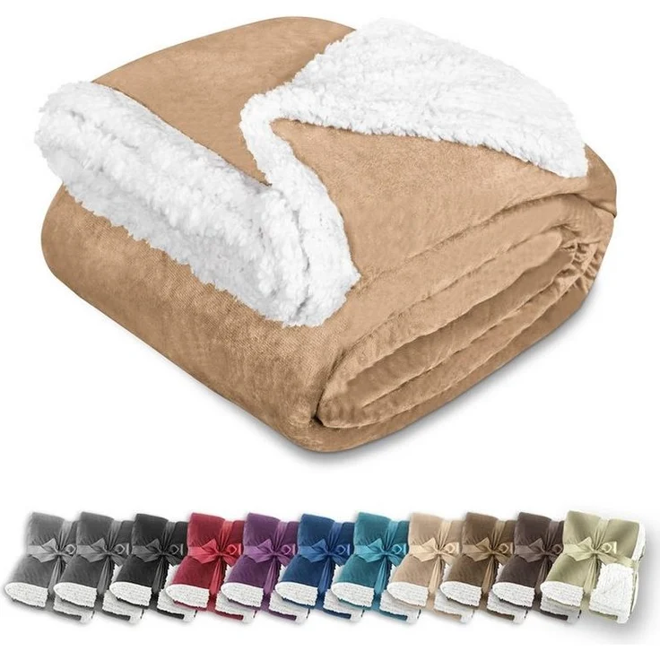 Wohndecke in Lammfell-Optik Kuscheldecke weich & flauschig - Sherpa Fleecedecke, Gräfenstayn, Warme Wolldecke & Sofaüberwurf Tagesdecke für Couch & Sofa – Bild 5