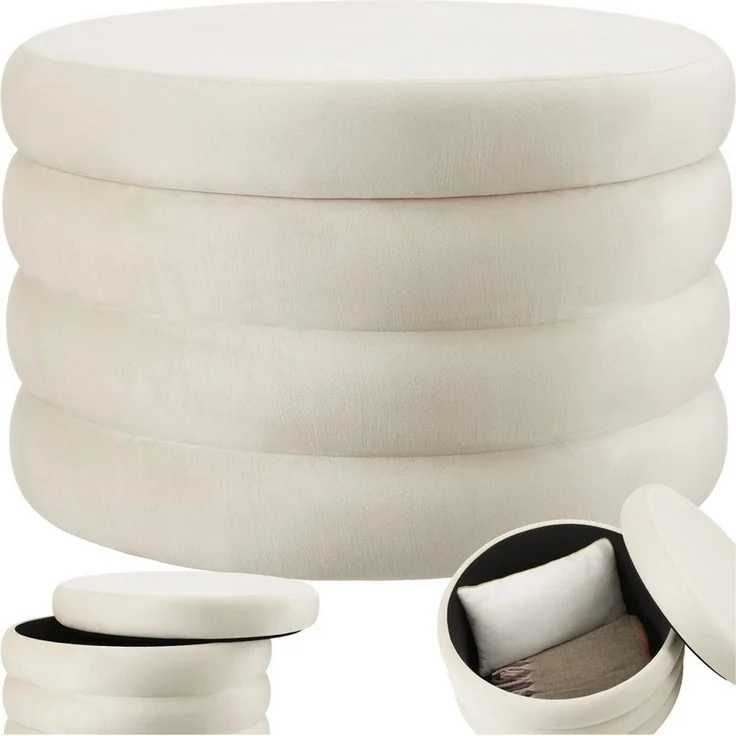 tectake Sitzhocker Schminkhocker Altu XL, gepolstert, Stauraum, rund – Bild 5