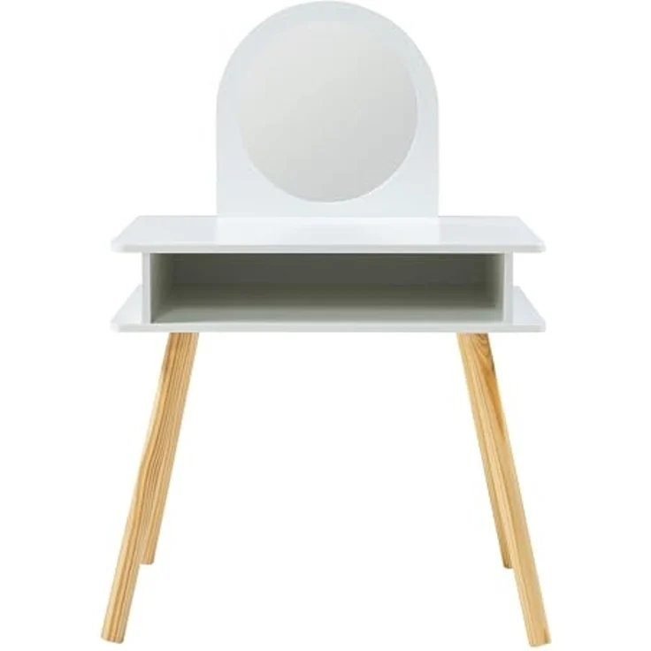 [en. casa] 'Ovanåker' Kinderschminktisch mit Hocker, Holz weiß / natur, 62 x 91,5 x 43,5 cm – Bild 7
