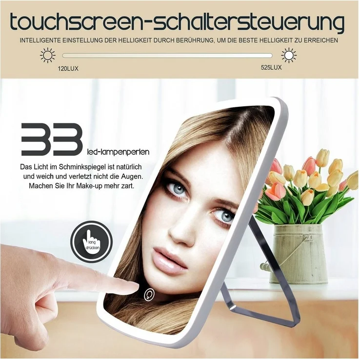 Schminkspiegel Kosmetikspiegel Make-up LED + 7 Fach Vergrößerungsspiegel Lupe Rasierspiegel Spiegel Badezimmer Tischspiegel – Bild 2