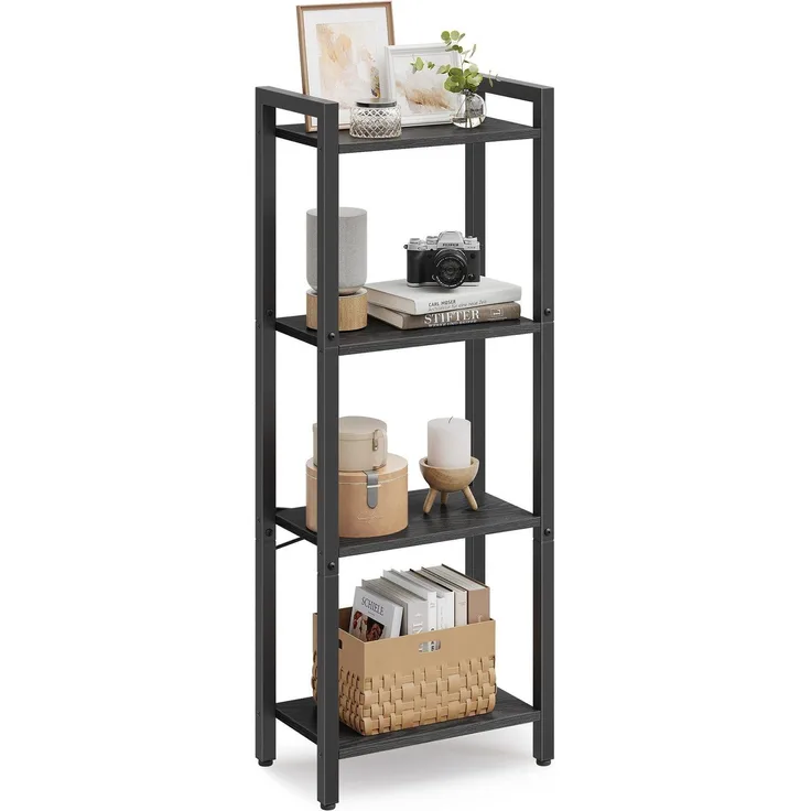 Vasagle Regal, Bücherregal, Standregal, DVD-Regal, mit 4 Ebenen, Büroregal, offene Ablagen, für Büro
