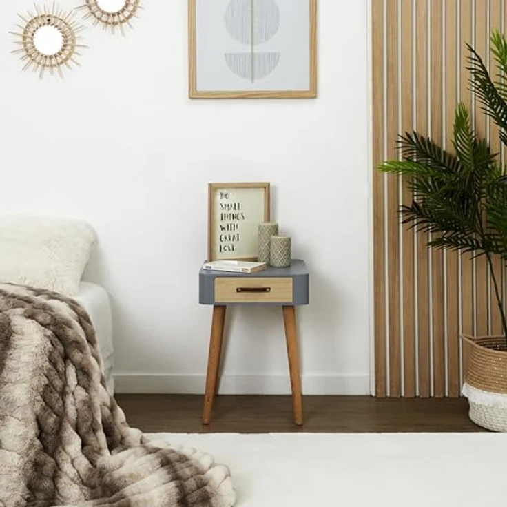 HOME DECO FACTORY Skandinavischer Nachttisch, Grau – Bild 10