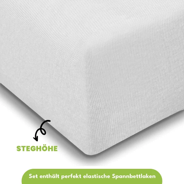 Jersey Spannbettlaken 140-160x200 100% Baumwolle weich bügelfrei komfort Weiss – Bild 2