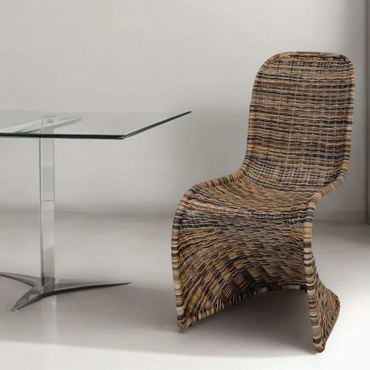 Krines Home Esszimmerstuhl Schwingstuhl Esszimmer Stuhl aus Rattan Freischwinger Schwinger – Bild 3