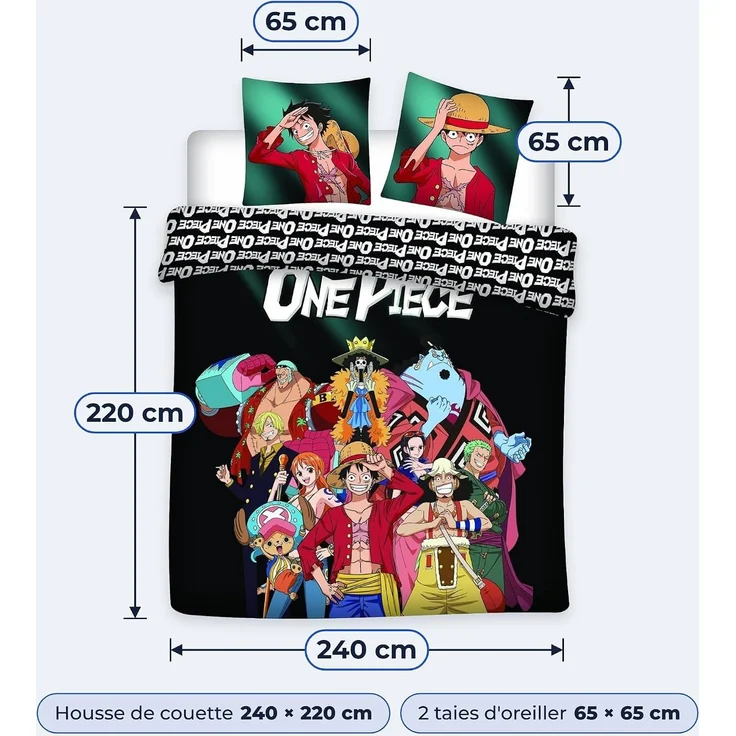 One Piece Bettbezug Set 240 × 220 cm mit 2 Kissenhüllen 65 × 65 cm für große Betten – Bild 7