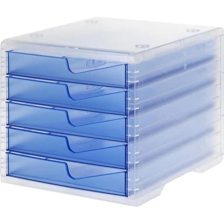 Styro Schubladenbox styrowingsbox 5 Schübe light transparent/cornflowe